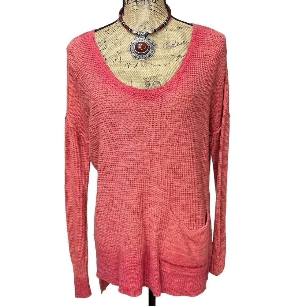 Anthropologie Moth Ombre Thermal Sweater Pocket Tunic Top Size Small - Picture 3 of 16